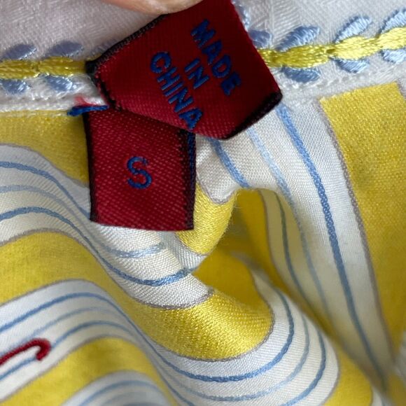 Robert Graham Embroidered Shirt Mens Small Yellow Striped Button Down Flip Cuff - Picture 12 of 16